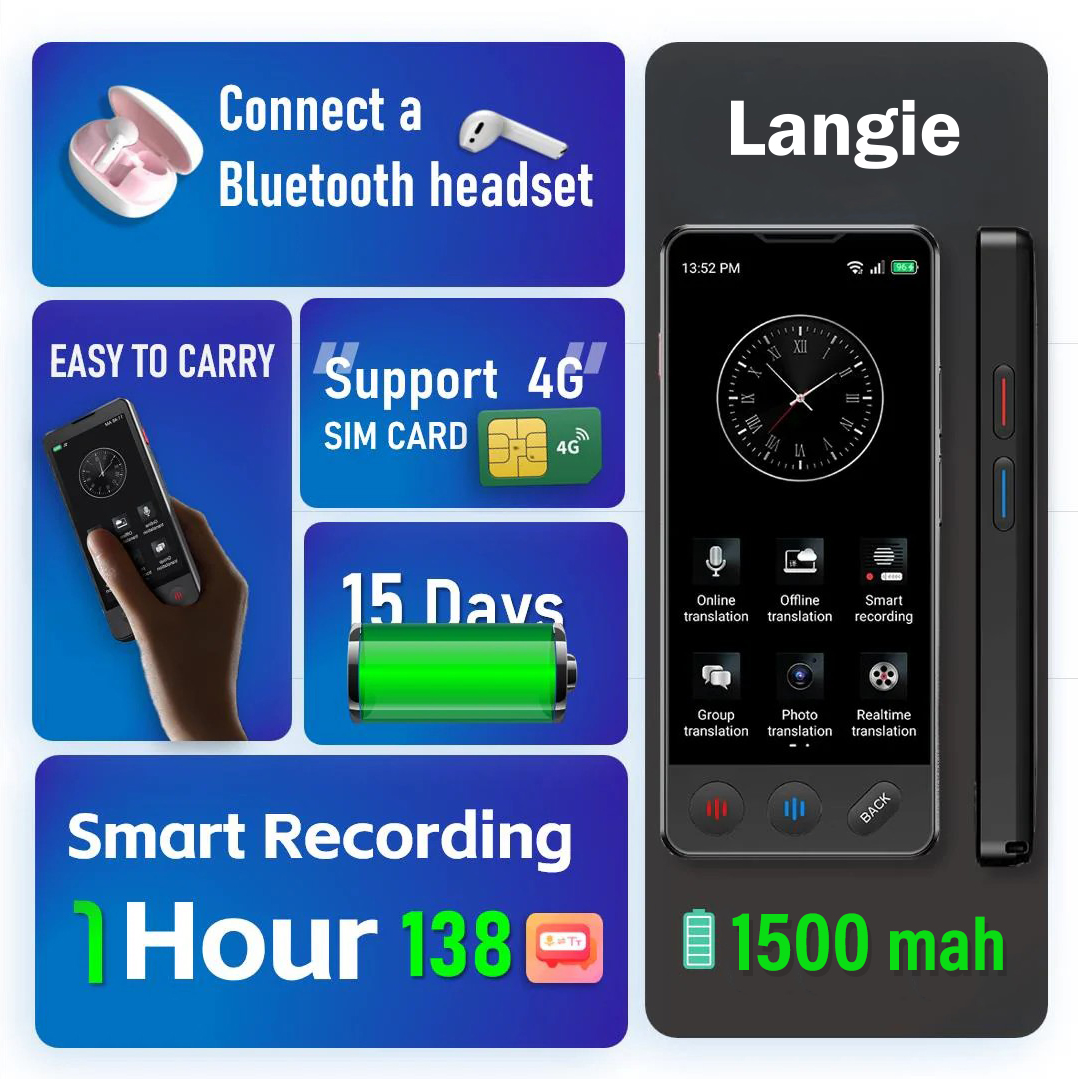 Langie s3 Bluetooth-headsetstöd, batteritid